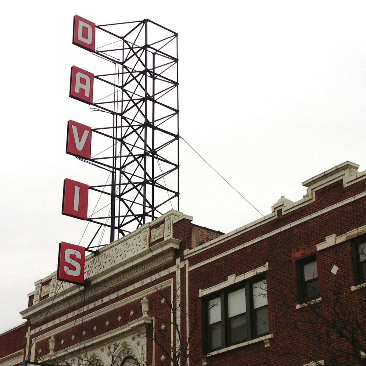 The Davis Theater in Chicago's Lincoln Square was recently renovated, but the iconic sign remains.
