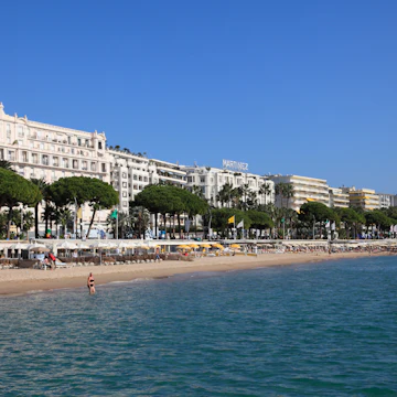 Beach, La Croisette, Cannes, Alpes Maritimes, Provence, Cote d'Azur, French Riviera, France, Mediterranean, Europe