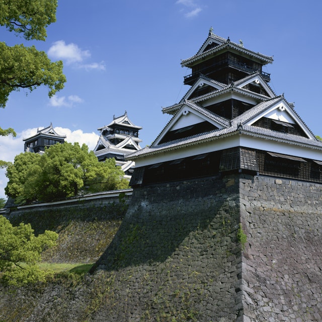 Japan, Kumamoto Prefecture, Kumamoto Castle, low angle view