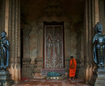 Monk at Hophrakeo, Vientiane, Laos