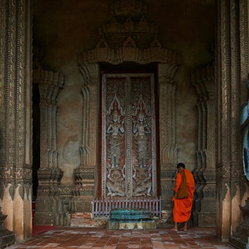 Monk at Hophrakeo, Vientiane, Laos