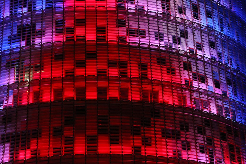 Torre Agbar by night.