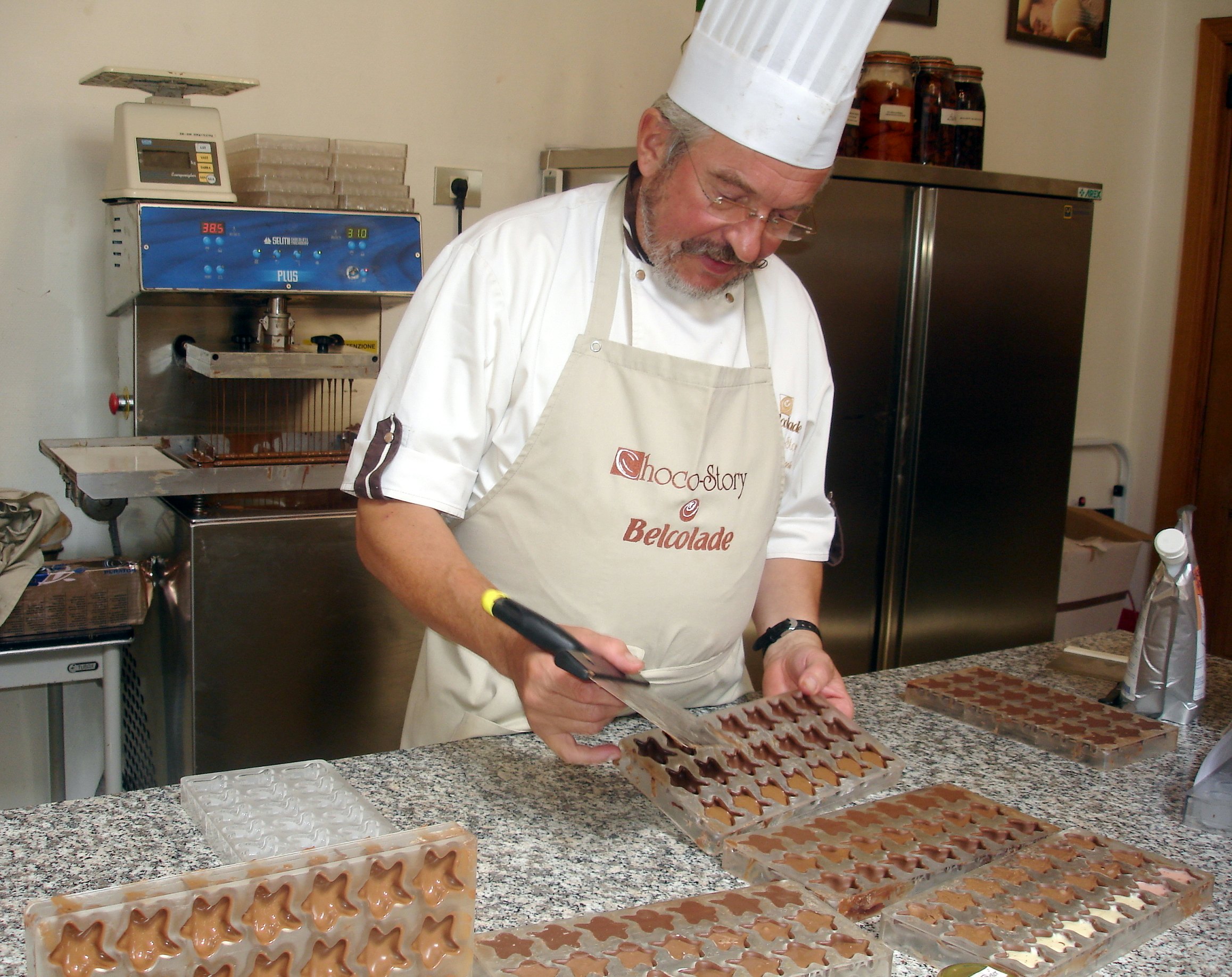BRUGES, BELGIUM - 12 august 2006 ; Choco-Story, the Chocolate Museum in Bruges, Belgium, is located in the sixteenth-century "Huis de Crone" building; Shutterstock ID 372617662; Your name (First / Last): Daniel Fahey; GL account no.: 65050; Netsuite department name: Online Editorial; Full Product or Project name including edition: POI image
