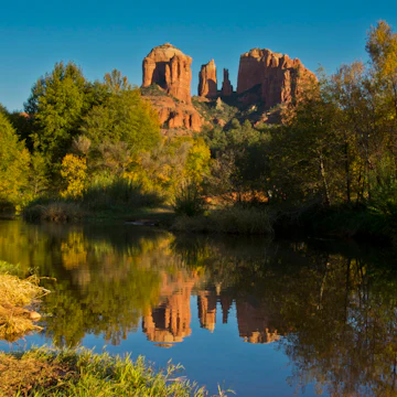 The Crescent Moon Ranch Picnic Area at Red Rock Crossing is one of the most photographed scenes in the southwest, towering Cathedral Rock reflected in the waters of Oak Creek at Red Rock Crossing. The picnic area located at that same site is as popular as it is beautiful.