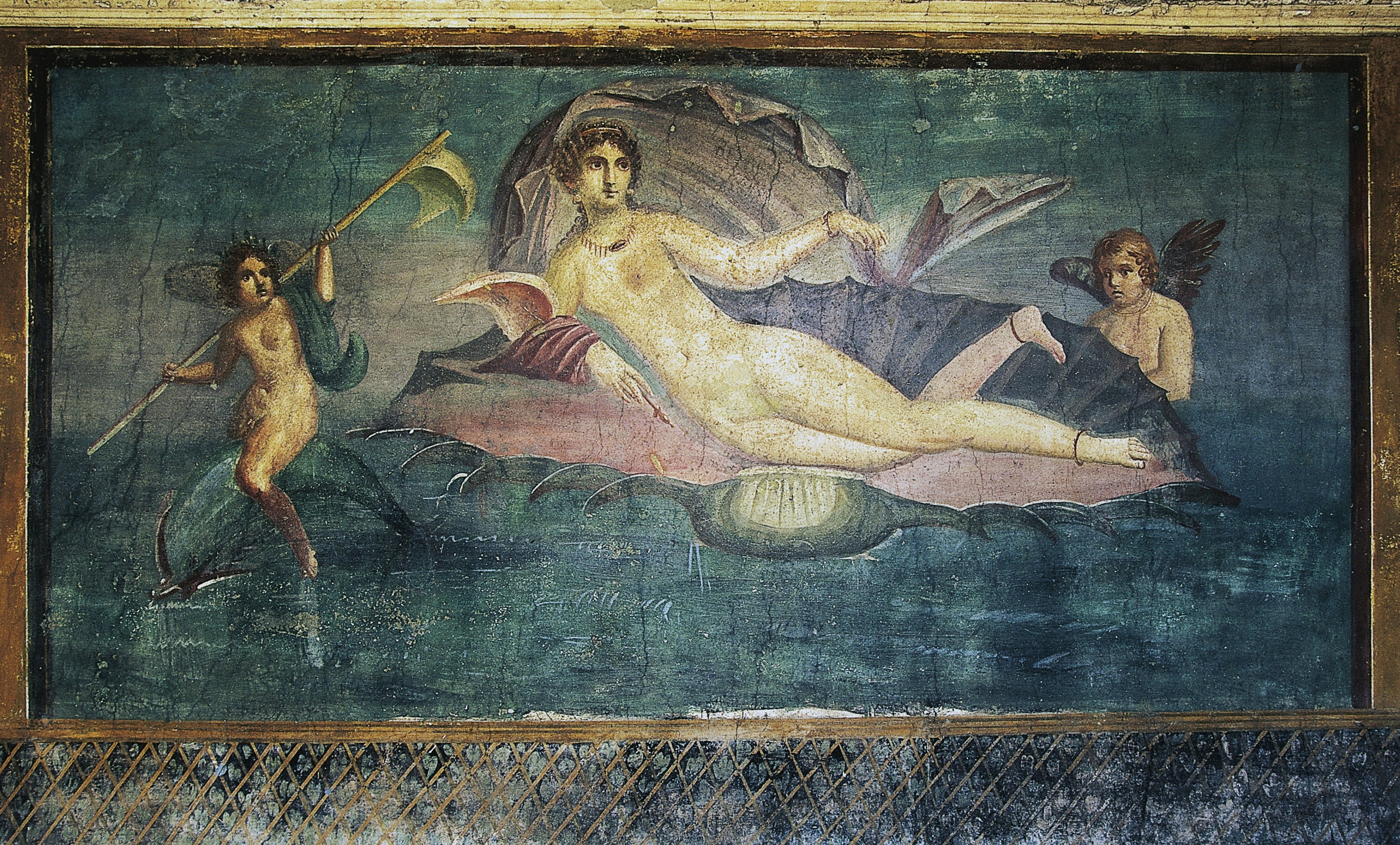 Fresco depicting Venus, House of Venus in Shell, Pompeii (Unesco World Heritage List, 1997), Campania, Italy, Roman civilization, 1st century BC