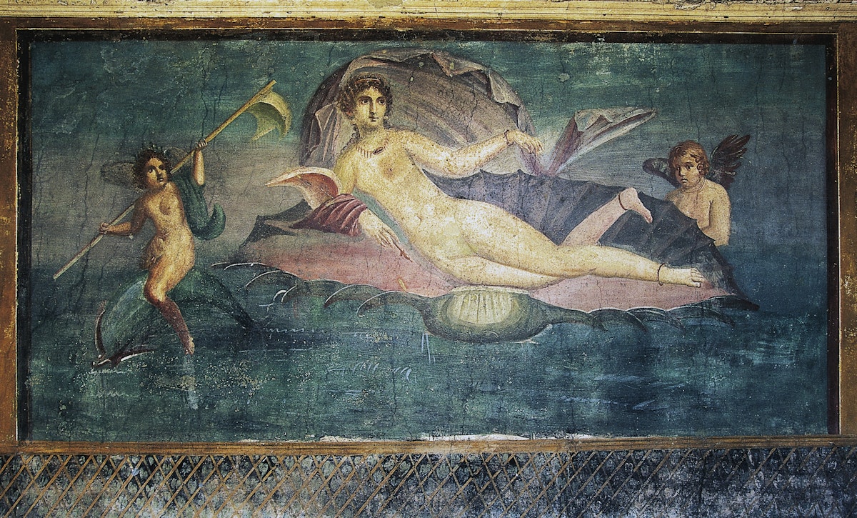 Fresco depicting Venus, House of Venus in Shell, Pompeii (Unesco World Heritage List, 1997), Campania, Italy, Roman civilization, 1st century BC