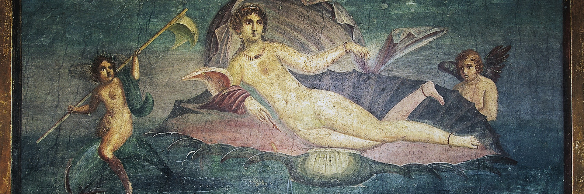 Fresco depicting Venus, House of Venus in Shell, Pompeii (Unesco World Heritage List, 1997), Campania, Italy, Roman civilization, 1st century BC