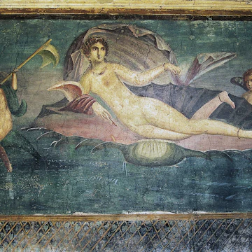 Fresco depicting Venus, House of Venus in Shell, Pompeii (Unesco World Heritage List, 1997), Campania, Italy, Roman civilization, 1st century BC