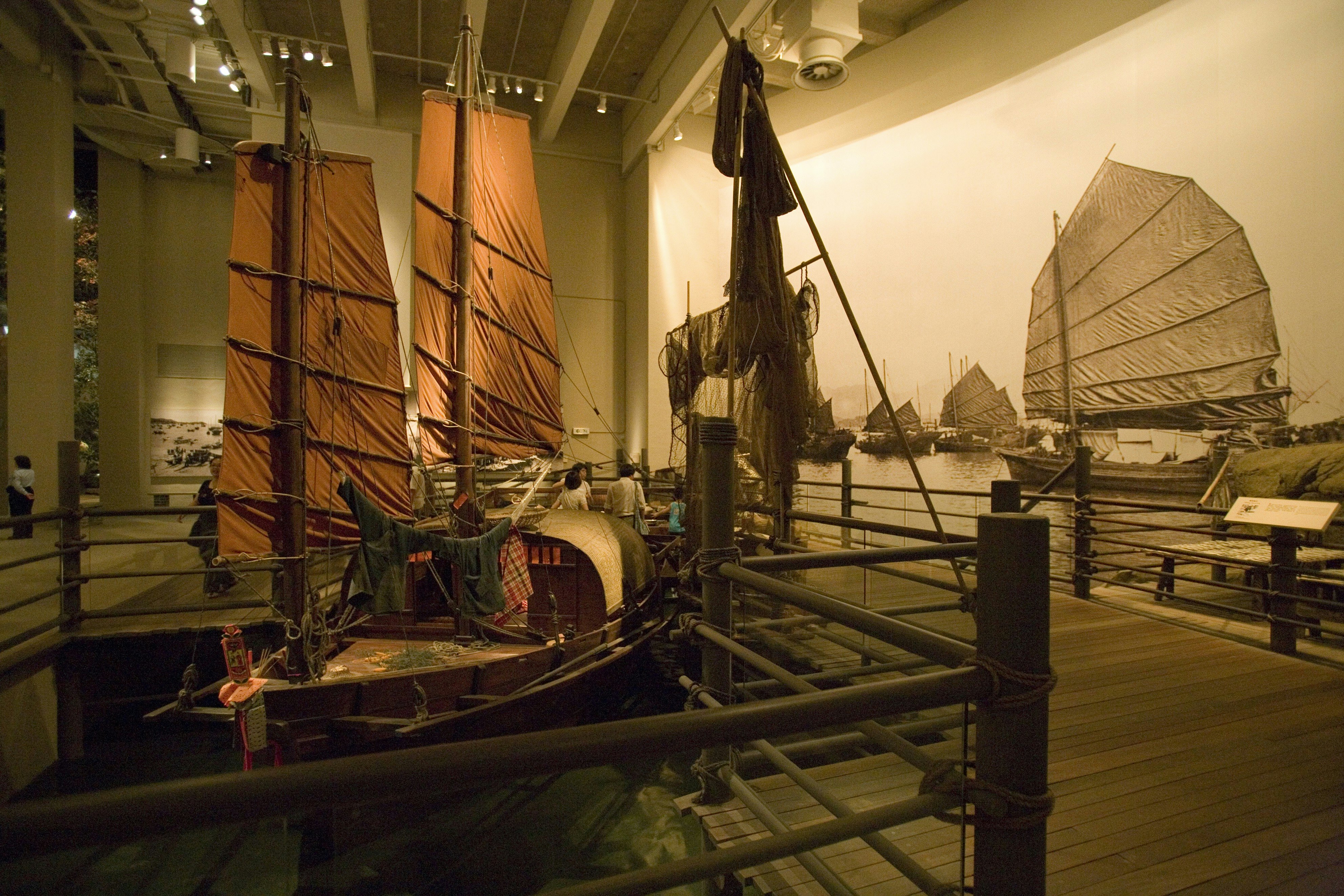 Traditional junks on display at Hong Kong Museum of History, Tsim Sha Tsui.