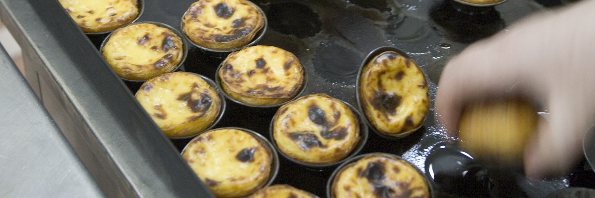 Fresh Portuguese tarts at Antiga Confeitaria de Belem.