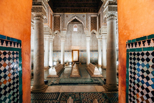 MARRAKECH, MOROCCO. 11 th June, 2017: saadian tombs view, The mausoleum comprises the interments of about sixty members of the Saadi Dynasty that originated in the valley of the Draa River; Shutterstock ID 663962023