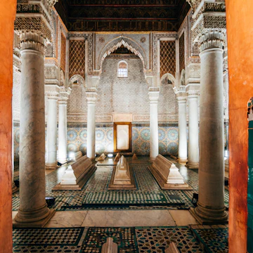 MARRAKECH, MOROCCO. 11 th June, 2017: saadian tombs view, The mausoleum comprises the interments of about sixty members of the Saadi Dynasty that originated in the valley of the Draa River; Shutterstock ID 663962023