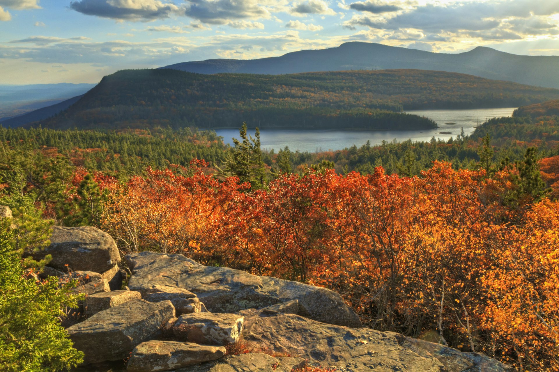 Afternoon sun overlooking Catskills Mountains, where there are plenty of swimming opportunities 