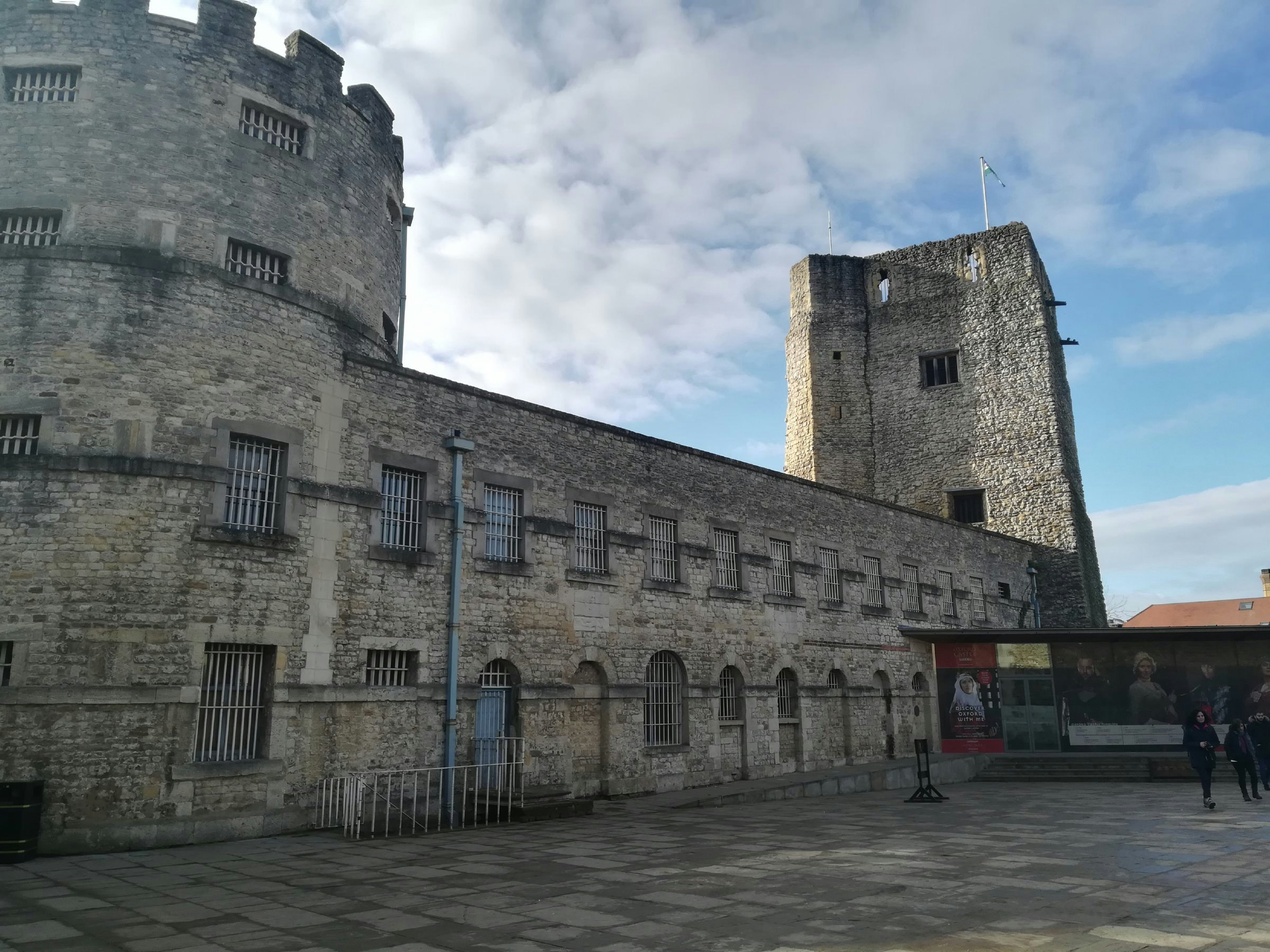 Outside the castle walls, Oxford Castle.