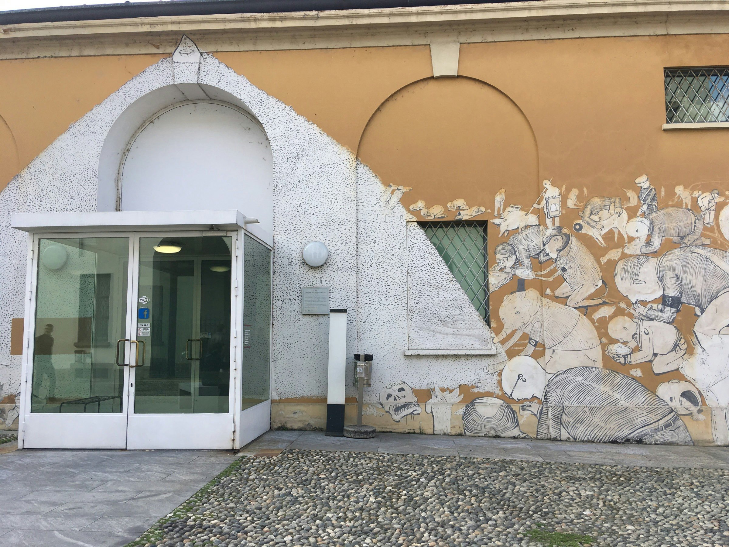 Interior courtyard entrance to Front entrance to PAC