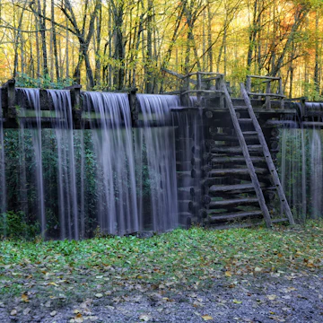 Mingus Mill. Built in 1886, this historic grist mill uses a water-powered turbine instead of a water wheel to power all of the machinery in the building.
