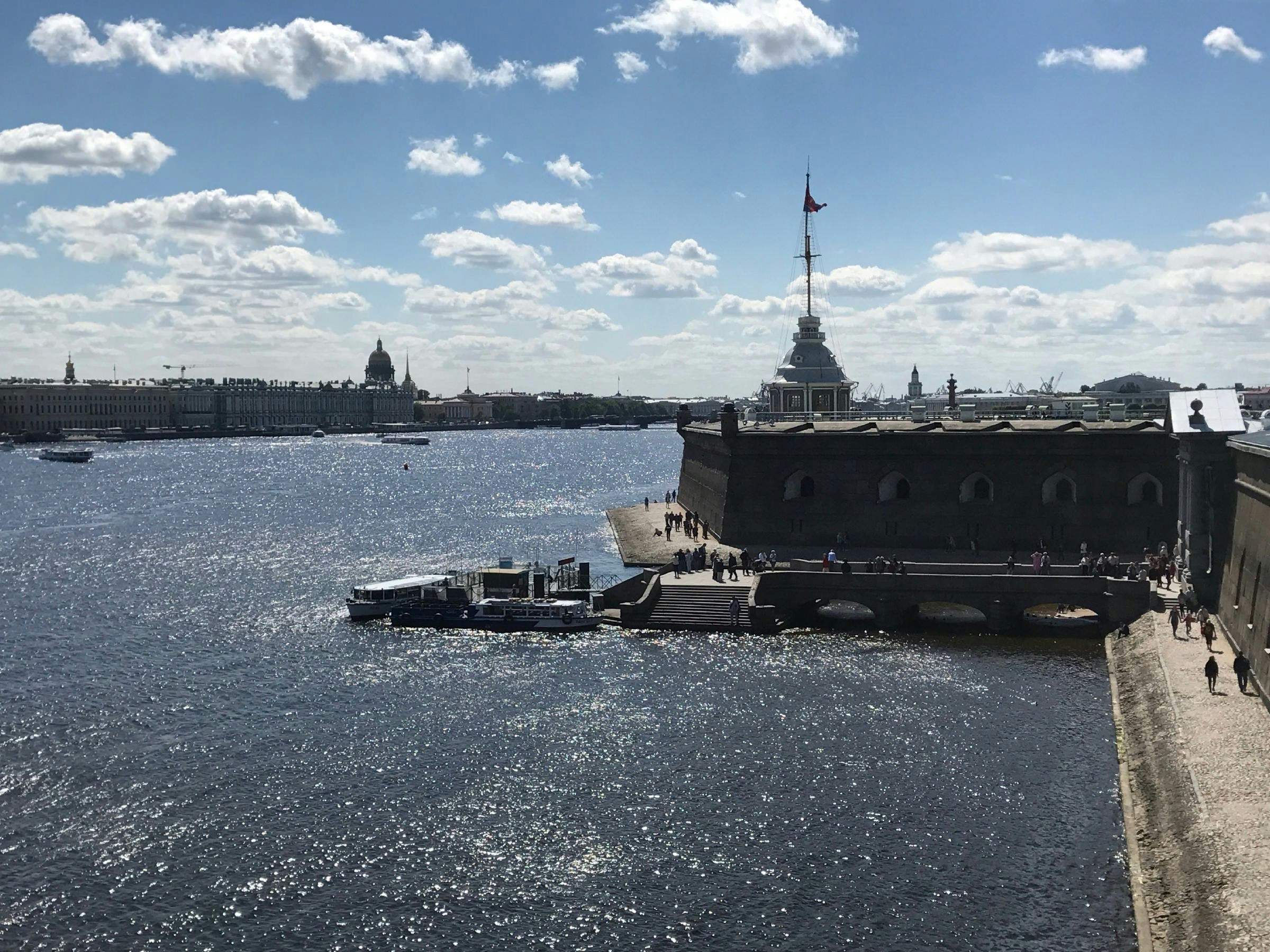 Naryshkin Bastion seen from across the Neva river in St Petersburg.