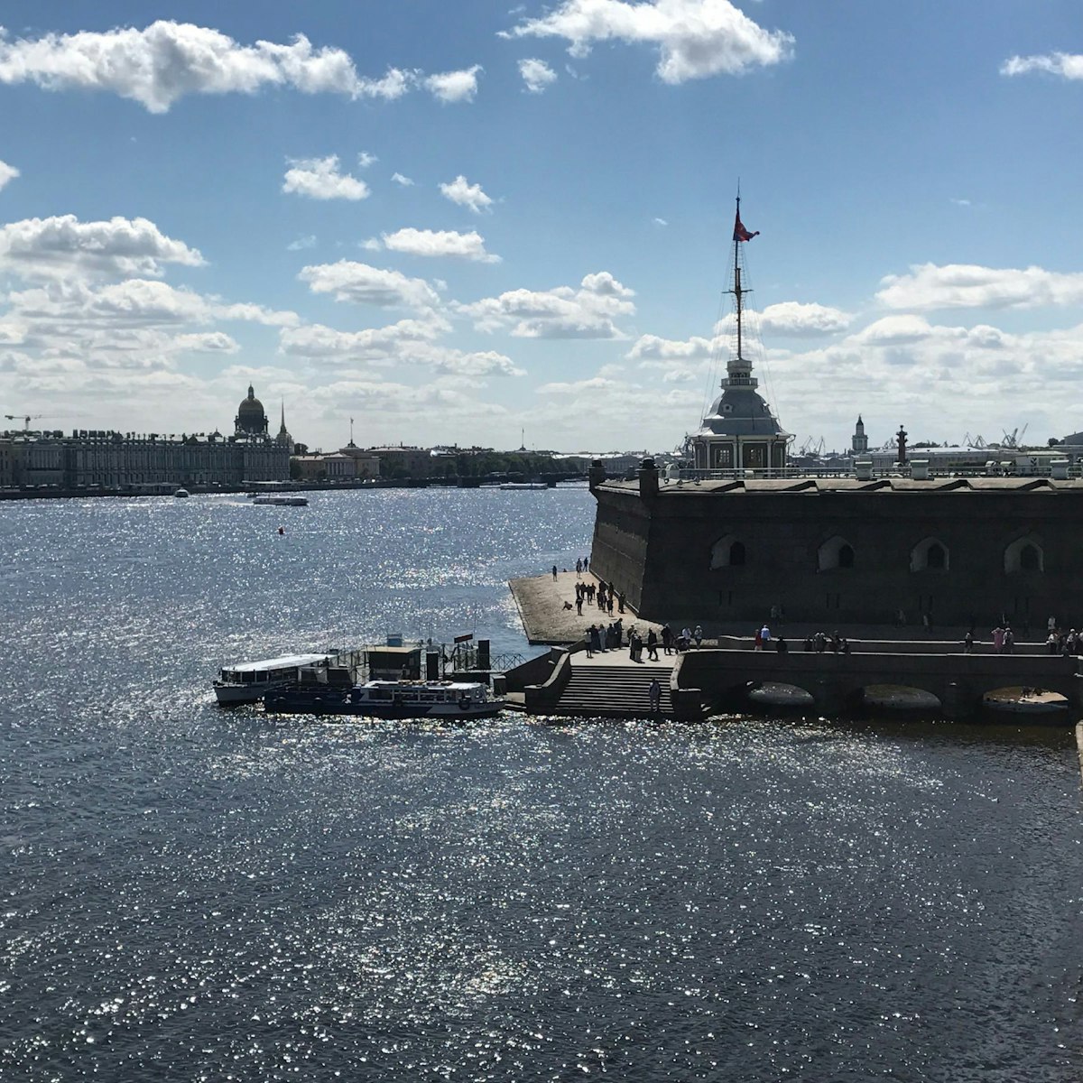 Naryshkin Bastion seen from across the Neva river in St Petersburg.