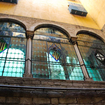 Stained glass window at Temple d’August