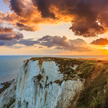 sunset at beachy head east sussex uk