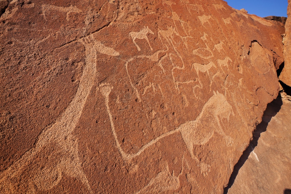 Twyfelfontein petroglyphs/ rock engravings.Namibia