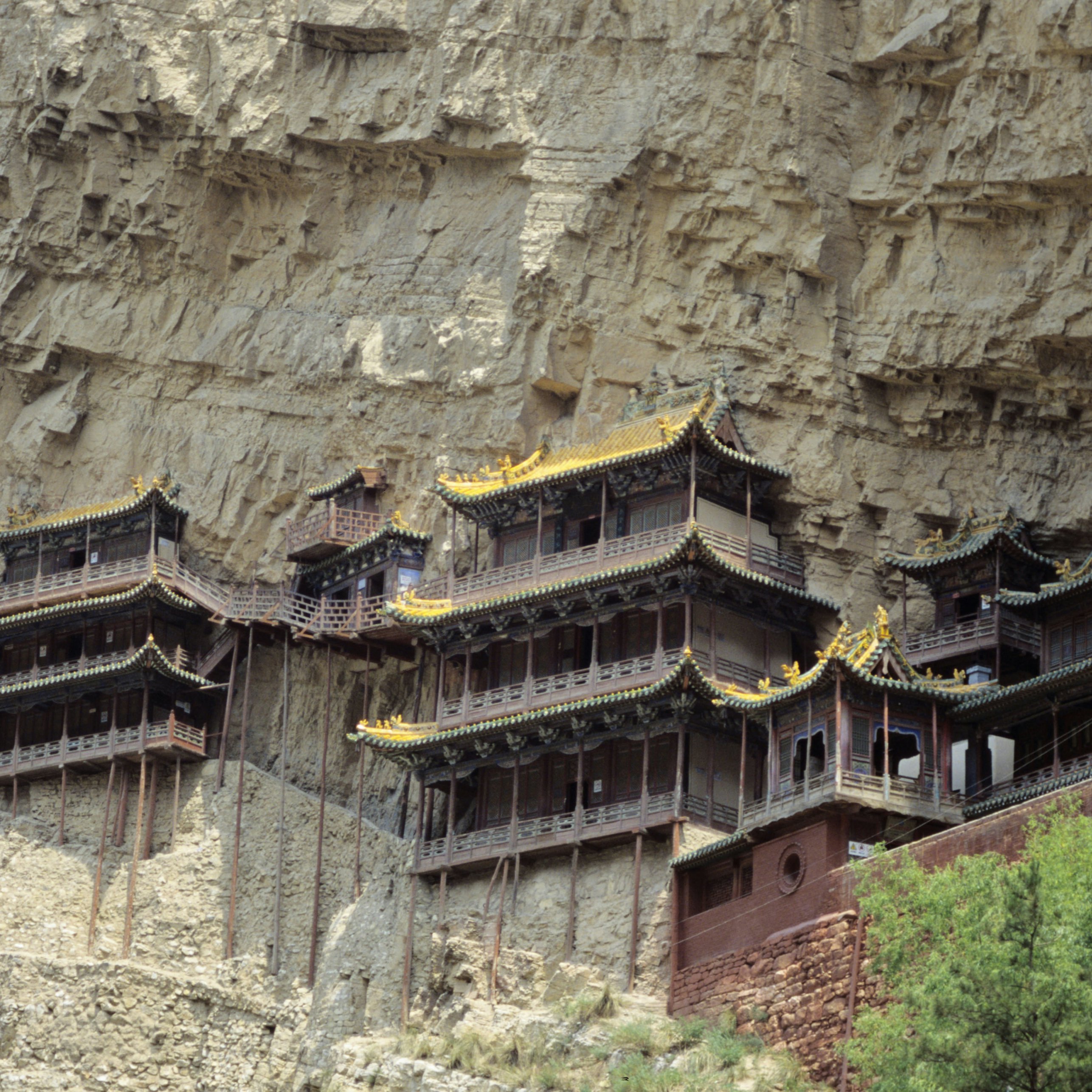 China, Hanging Monastary near Datong, Against mountainside on stilts