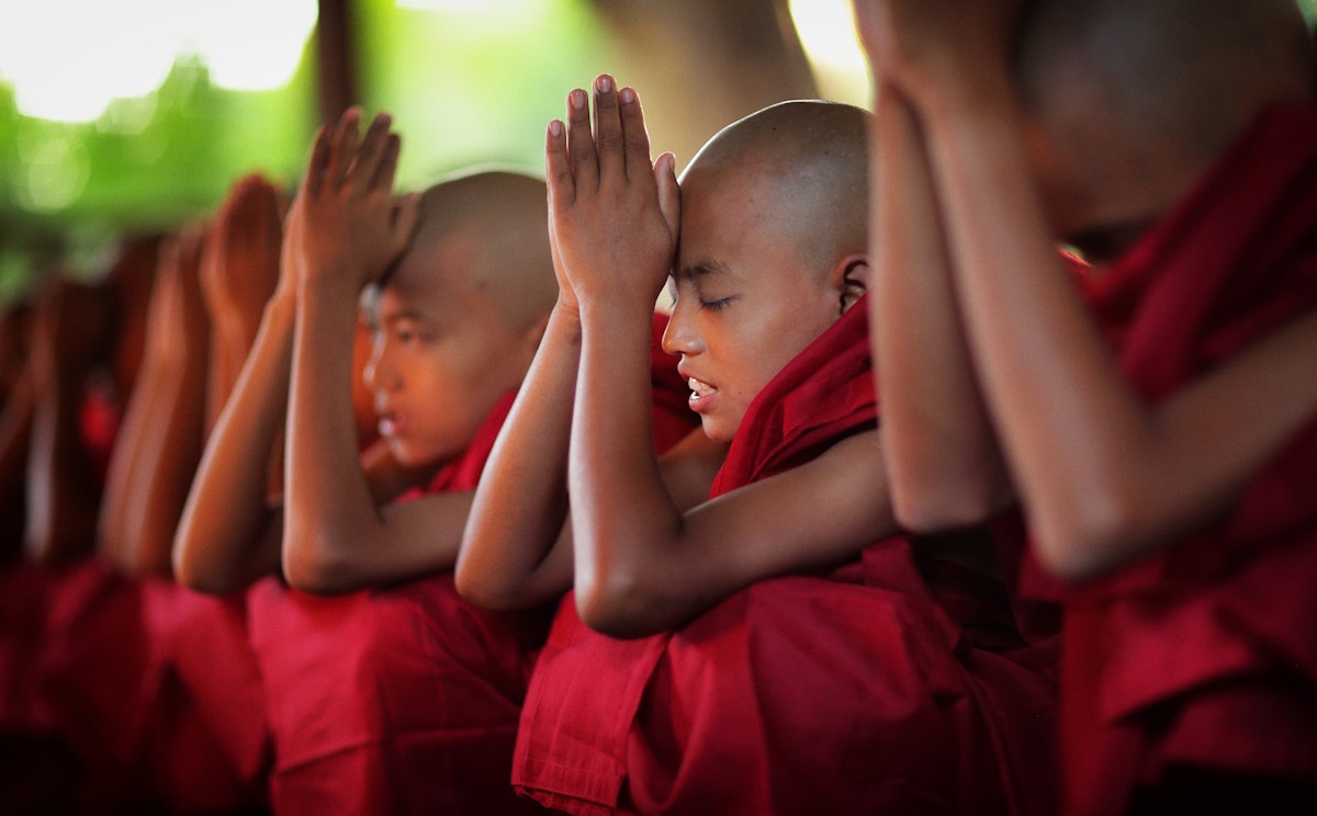 Novice hood initiation in Bagan, Myanmar (Burma)