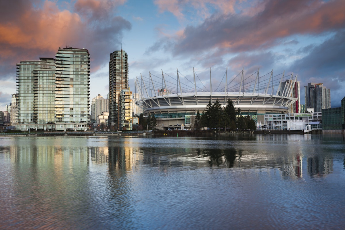 Canada, British Columbia, Vancouver, BC Place Stadium along False Creek