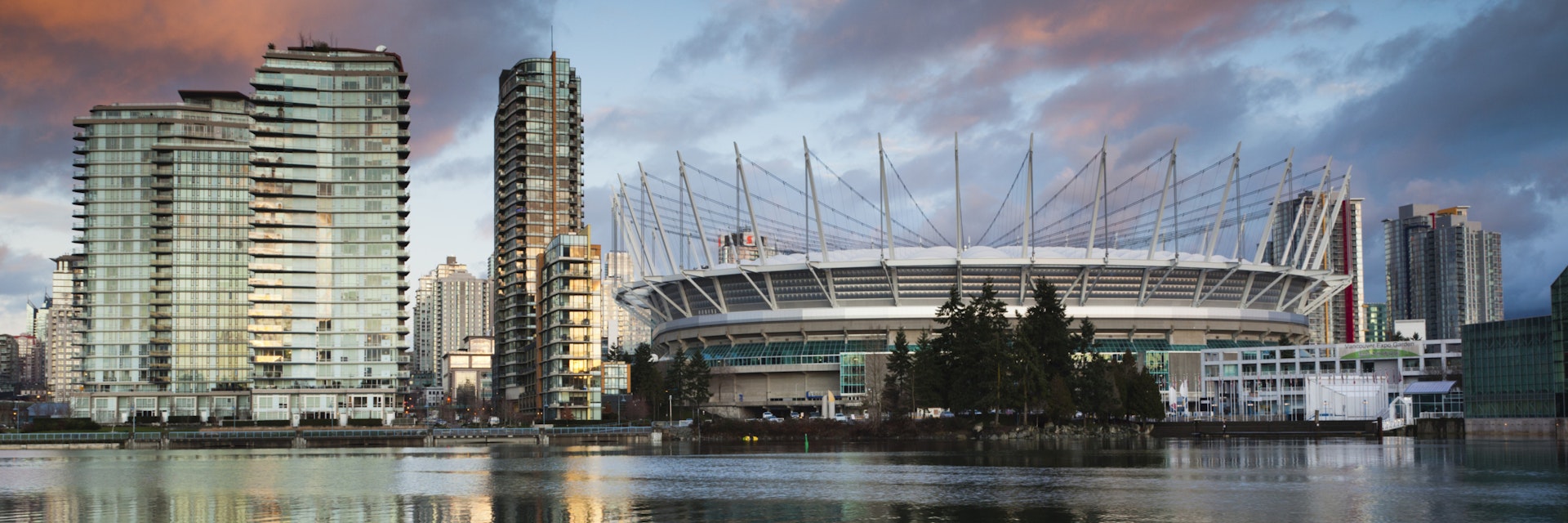 Canada, British Columbia, Vancouver, BC Place Stadium along False Creek