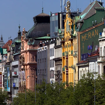 Baroque building facades, Wenceslas Square.