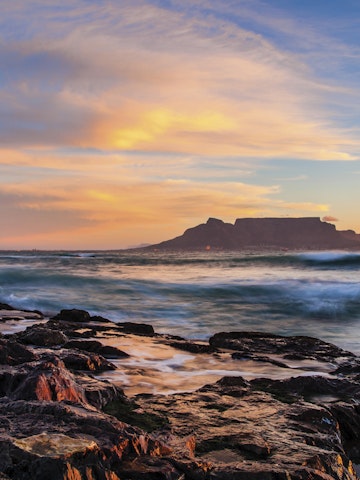 Table Mountain at sunset, Bloubergstrand, South africa