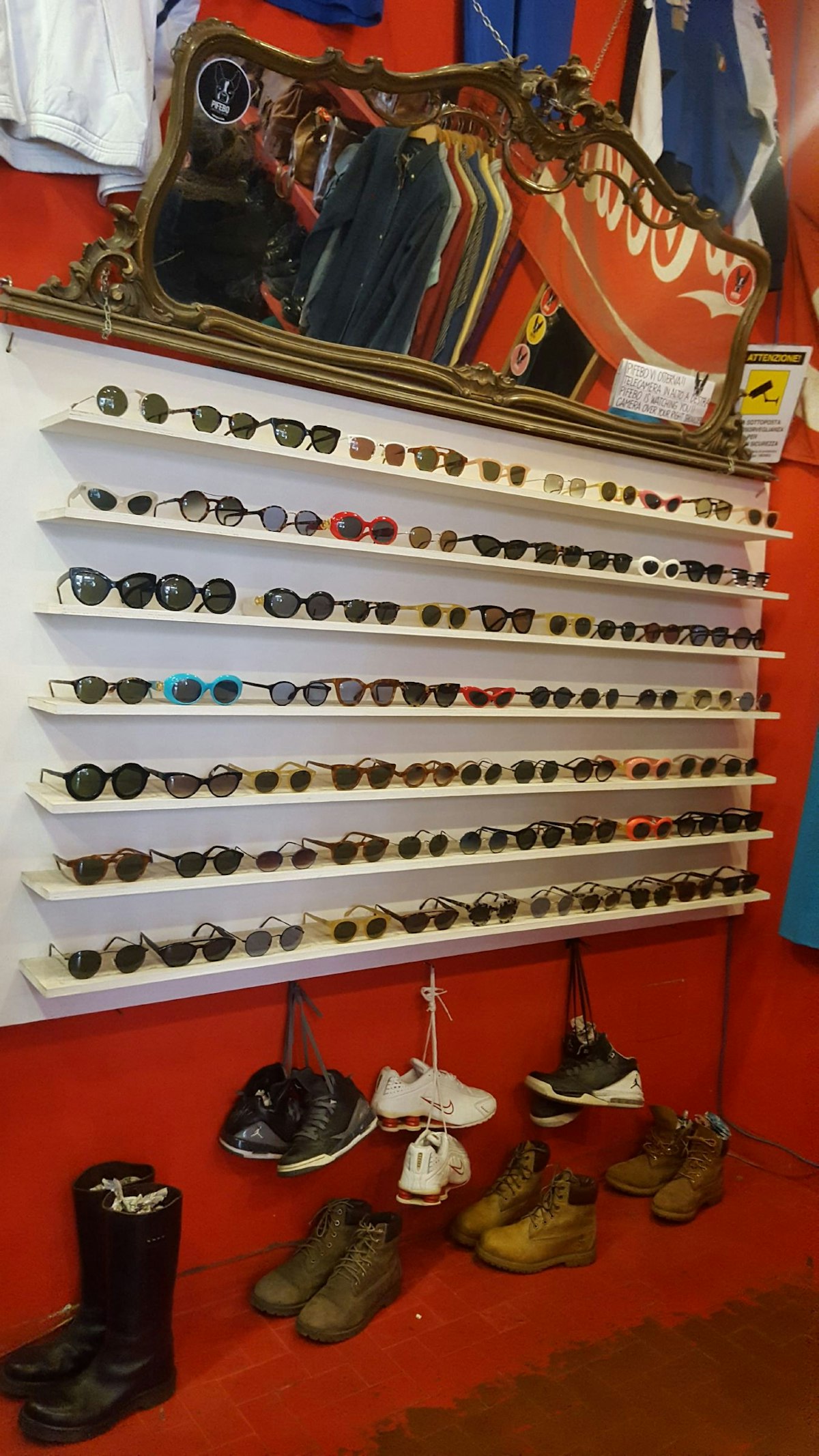 Pifebo, store's sunglasses display.