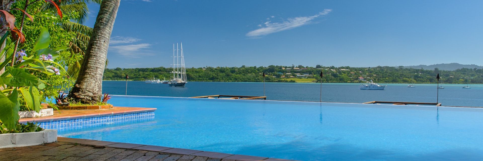 500px Photo ID: 125204697 - View across resort pool to harbour, Iririki Island Resort, Port Vila, Vanuatu.