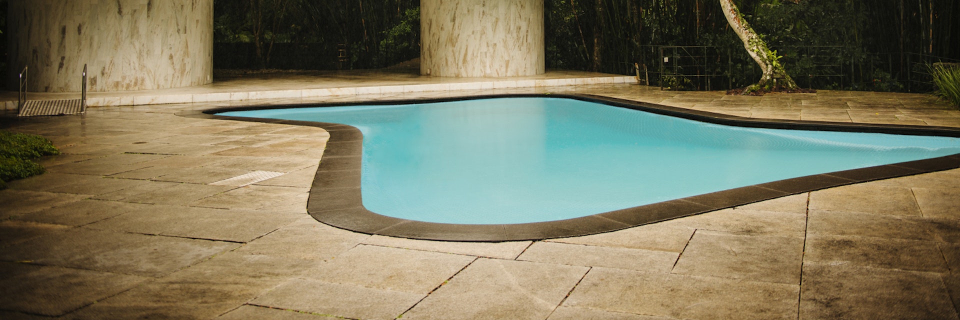 Modern swimming pool in the courtyard in the Instituto Moreira Salles in Rio de Janeiro.