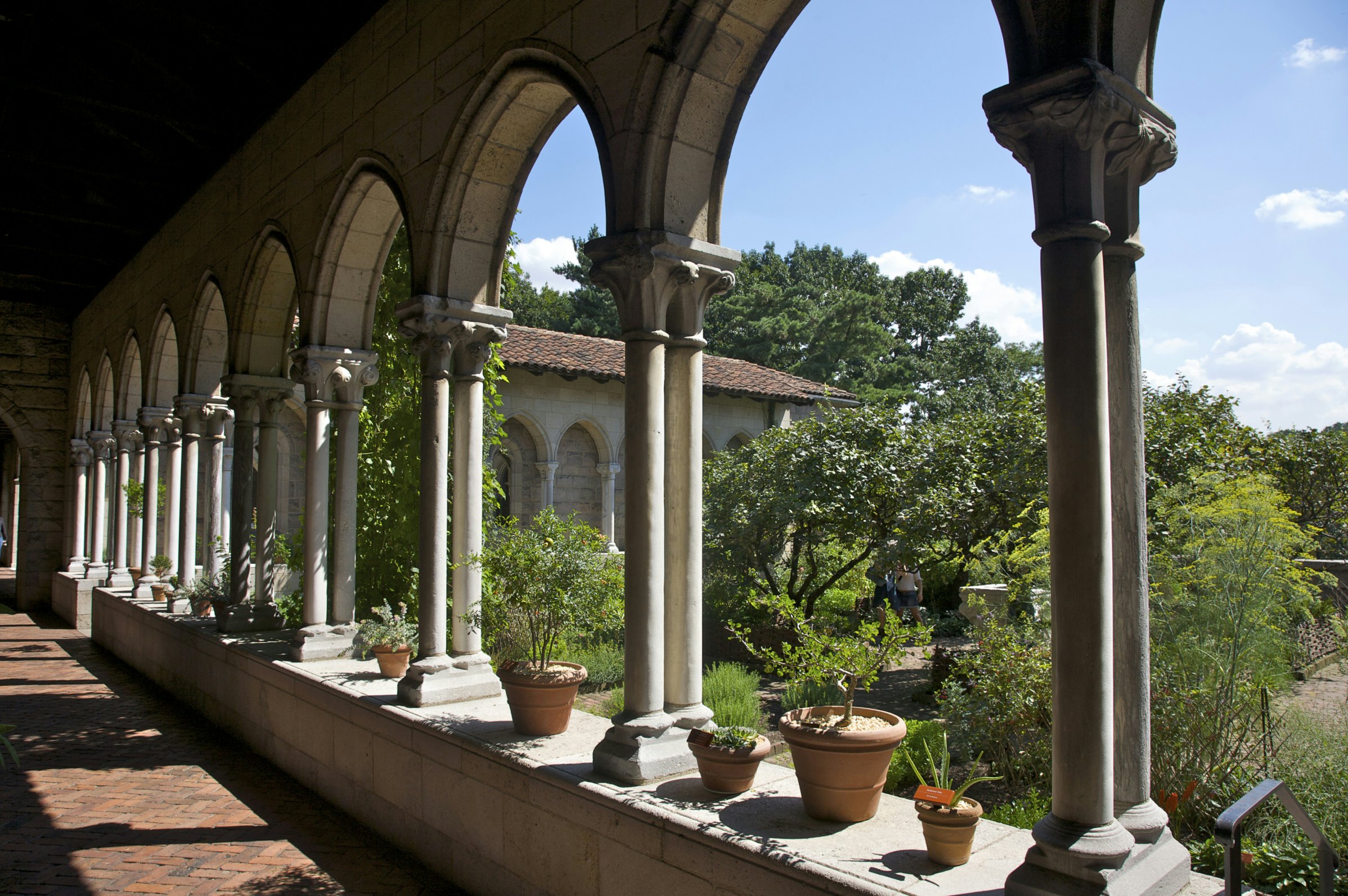 The Cloisters, Double capitals on columns in Trie Cloister, part of the Metropolitan Museum of Art, Ft. Tryon Park, Upper Manhattan, New York, NY