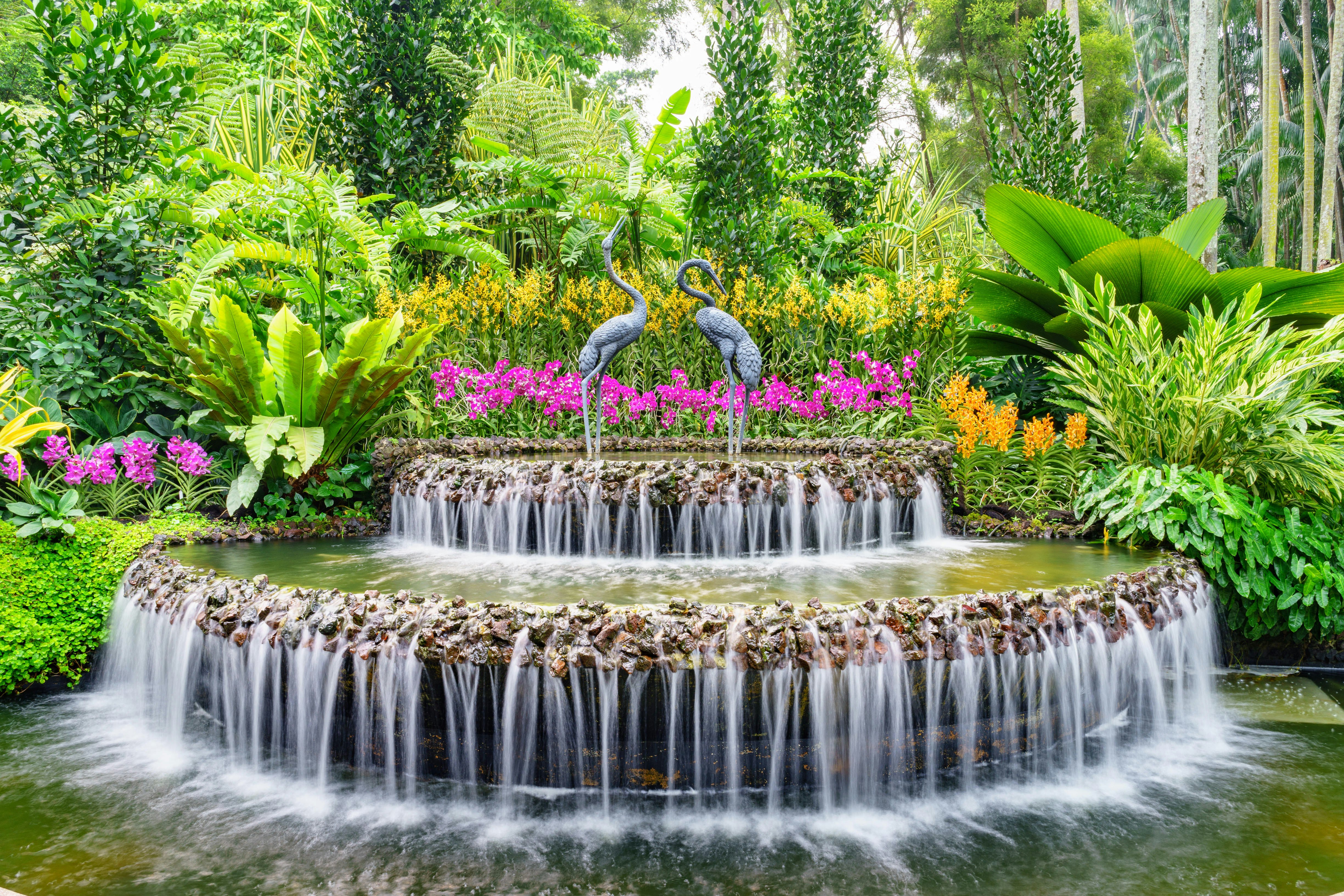 Fountain inside Singapore's National Orchid Garden