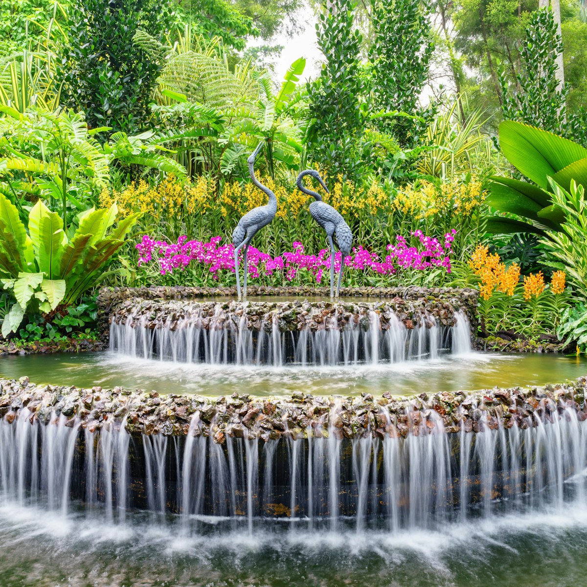 Fountain inside Singapore's National Orchid Garden