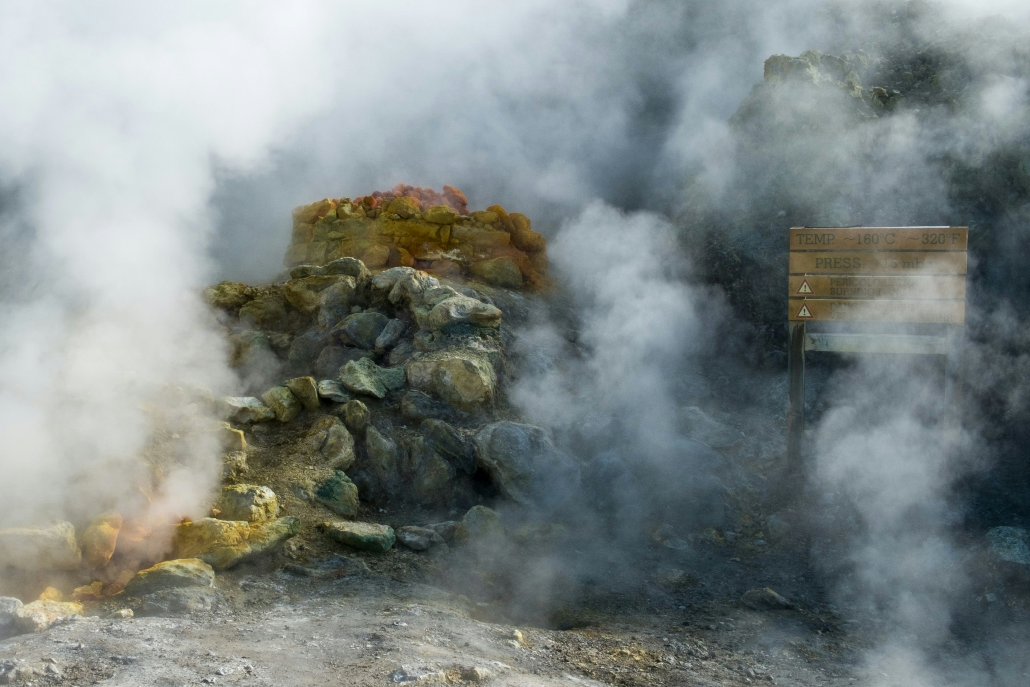 Smouldering rocks at Solfatara