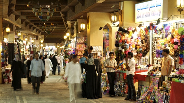 Interior of the Mutrah souk in Muscat, the capital of the sultanate of Oman.
