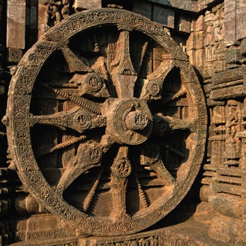 Carved wheel of the Sun Temple at Konark.