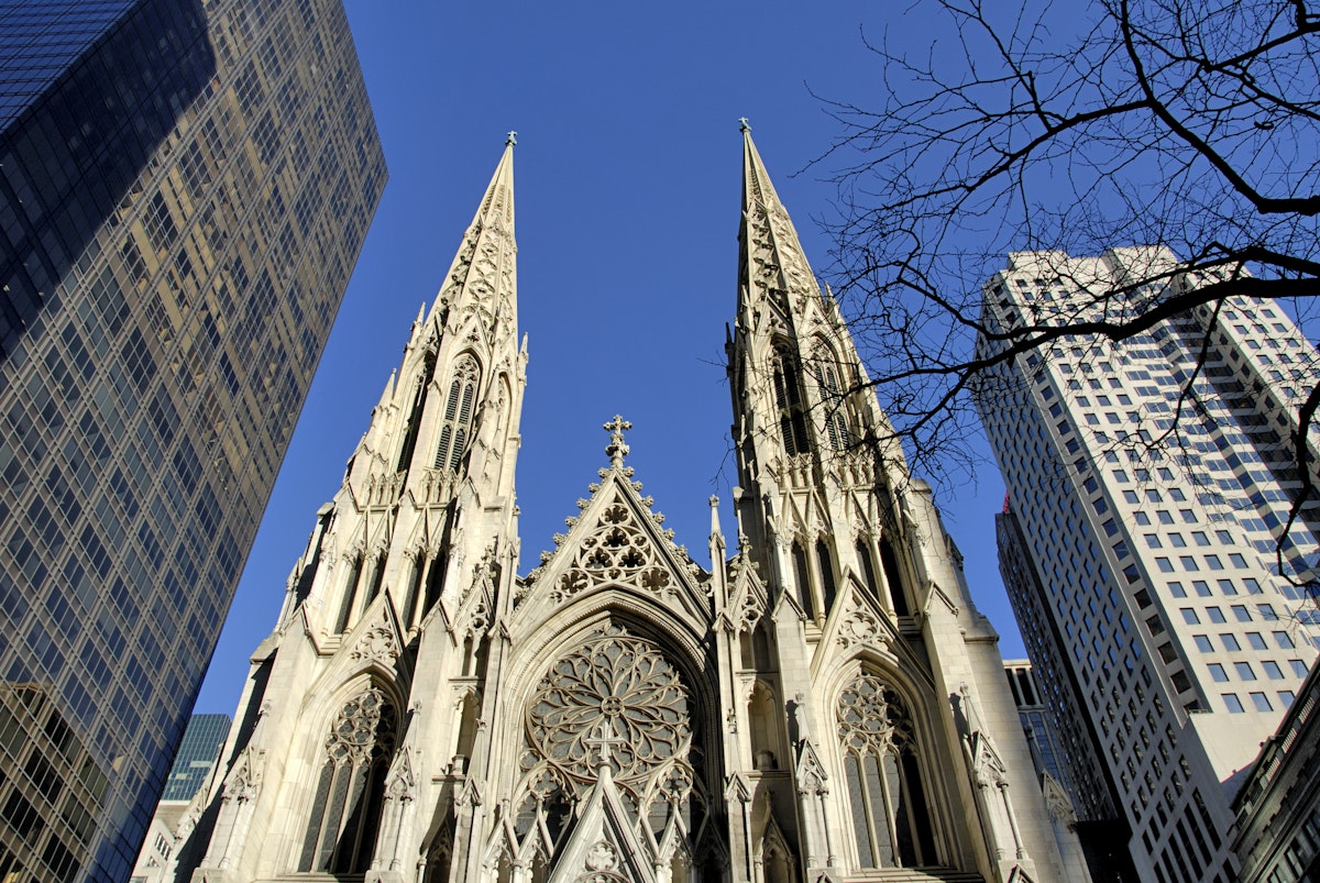 Exterior of Saint Patrick's Cathedral on Fifth Avenue.