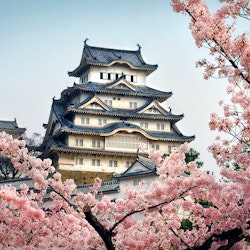 Himeji castle through Sakura