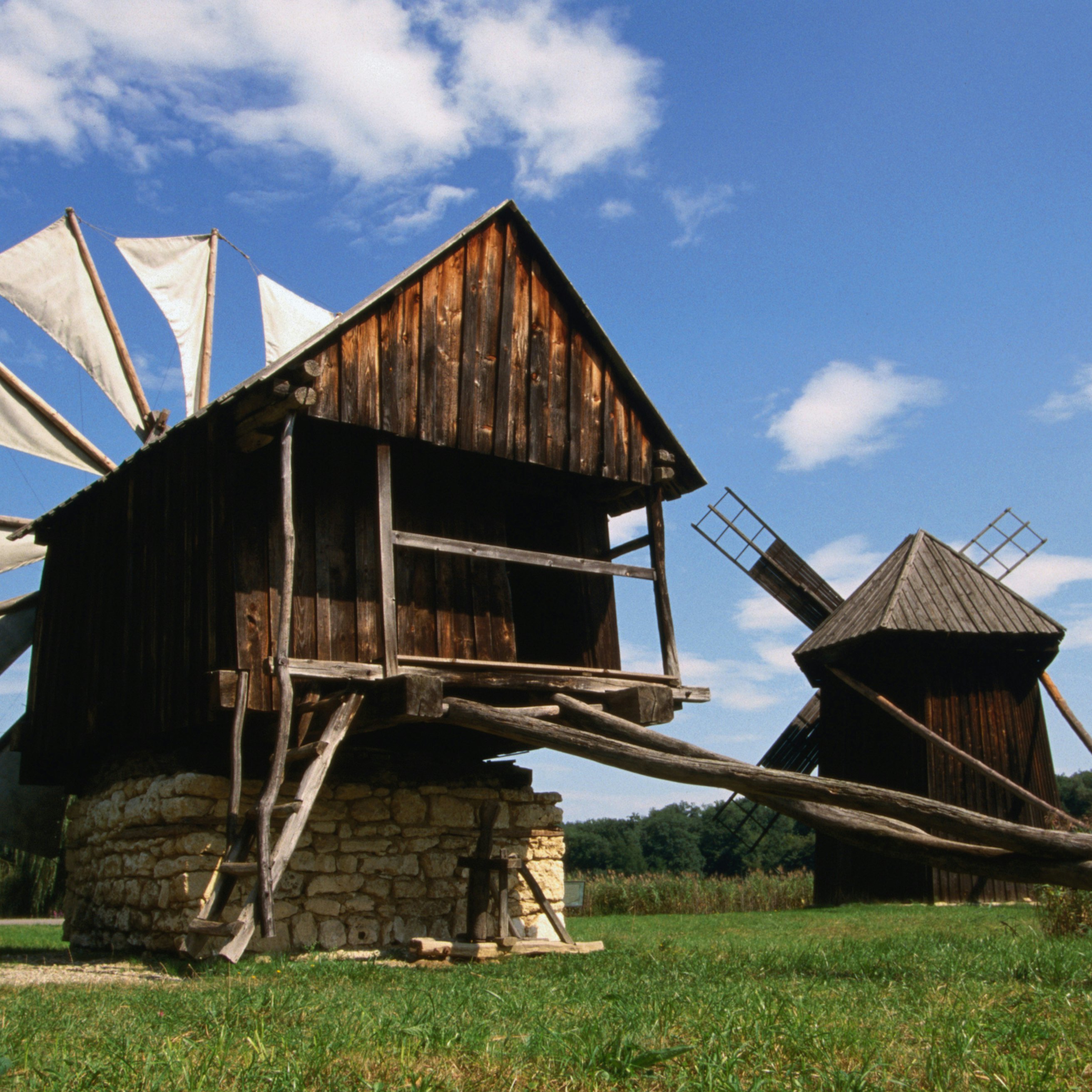 Windmill from Constanta County at Museum of Folk Civilisation in Astra, Sibiu, Romania, Europe