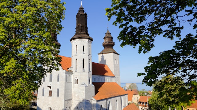Exterior of the cathedral dating from the Middle Ages in Visby on the Swedish island of Gotland.