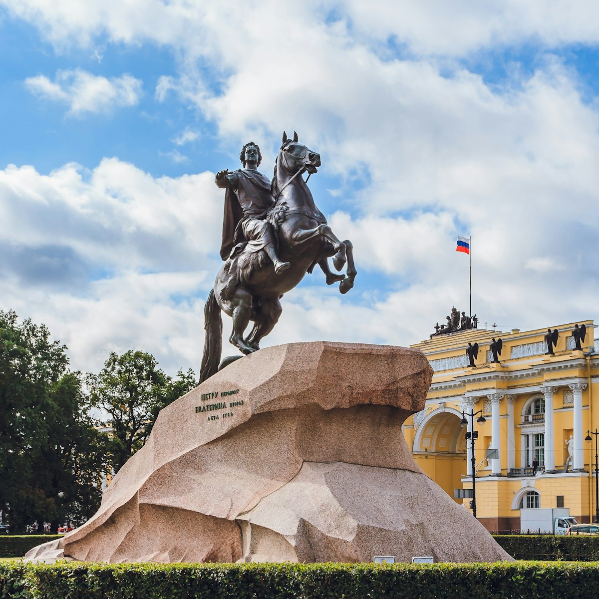 The Bronze Horseman is an equestrian statue of Peter the Great in Saint-Petersburg, Russia..August, 2014.=========================================.Медный Всадник. Памятник Петру Первому..Санкт-Петербург, Россия..Август, 2014