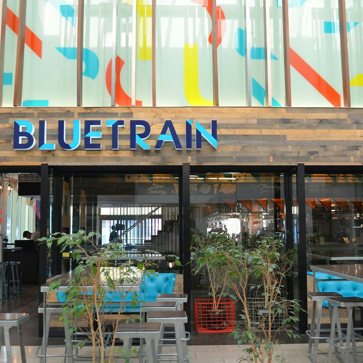 Exterior of the restaurant Blue Train.