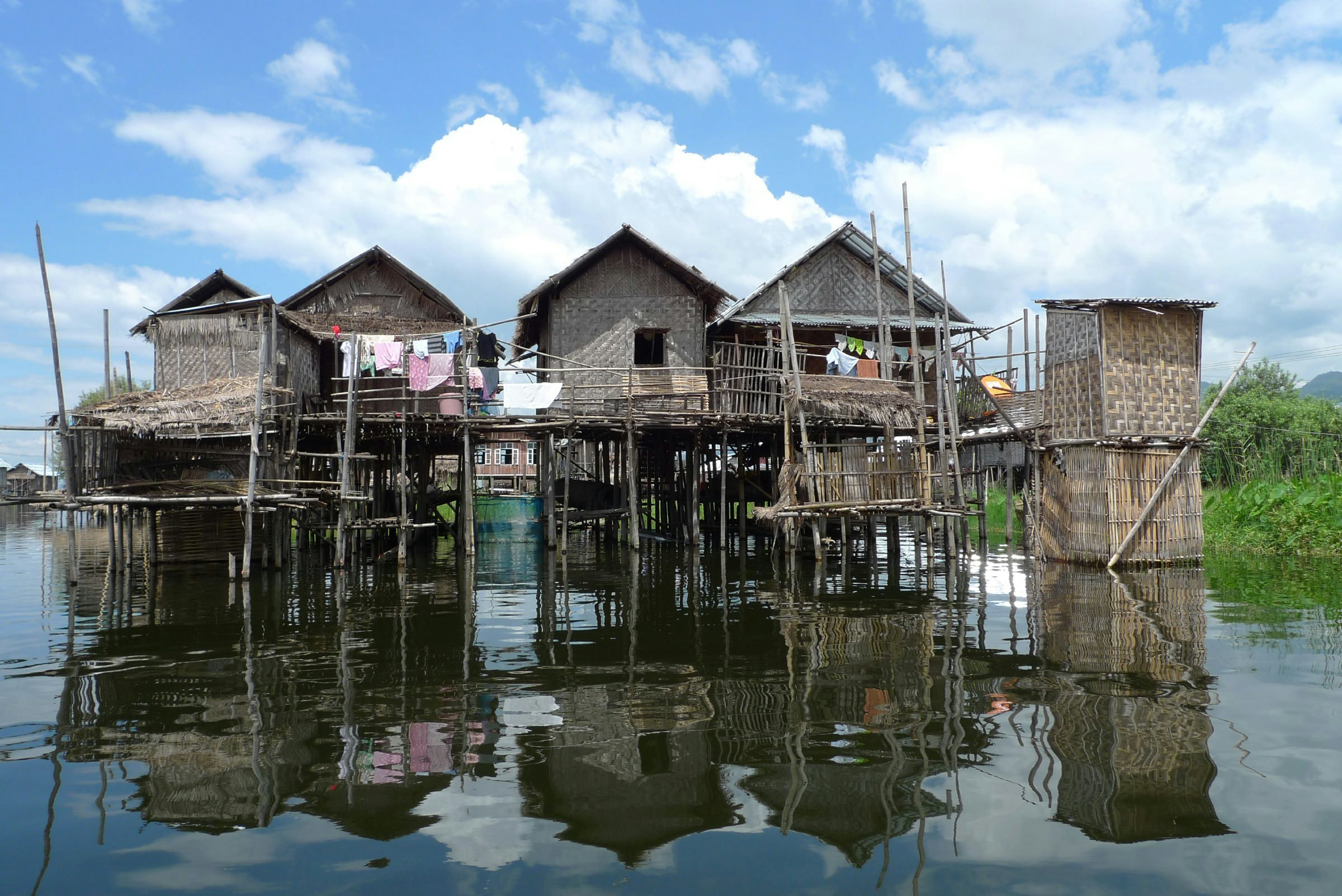 View of stilt houses in Nampan Village, Inle Lake