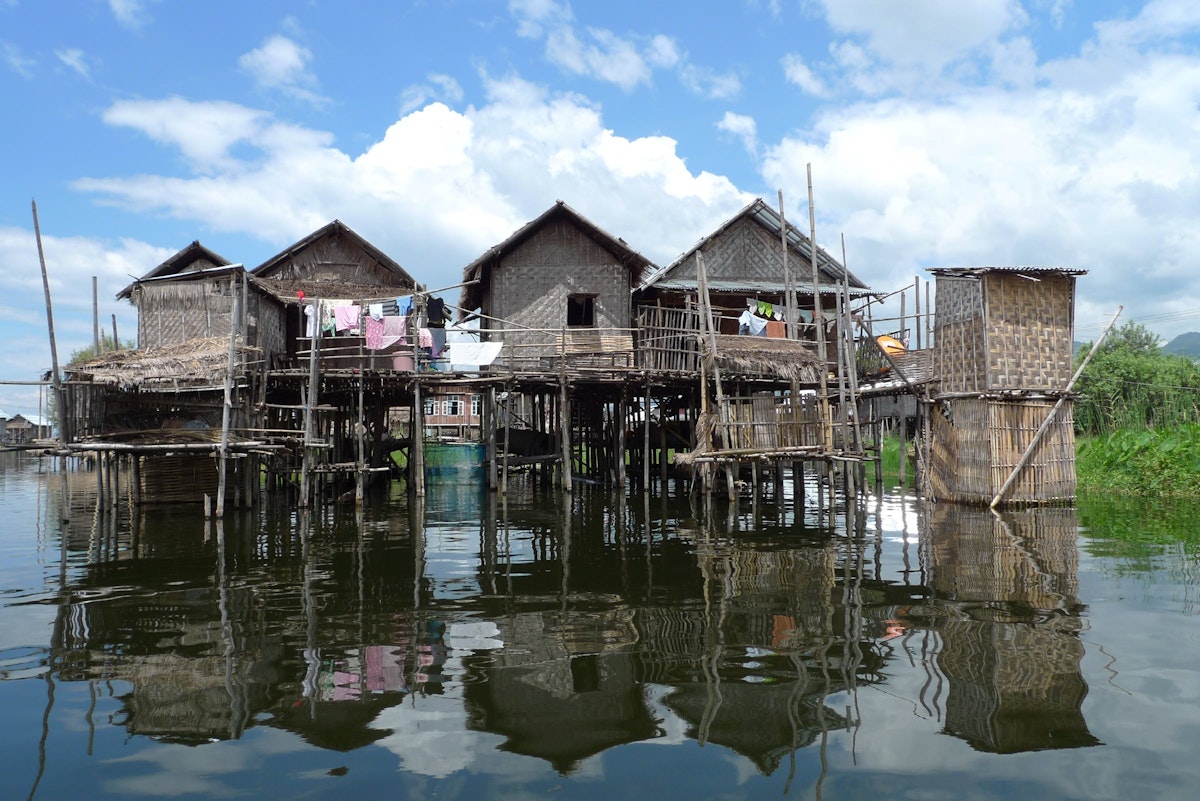 View of stilt houses in Nampan Village, Inle Lake