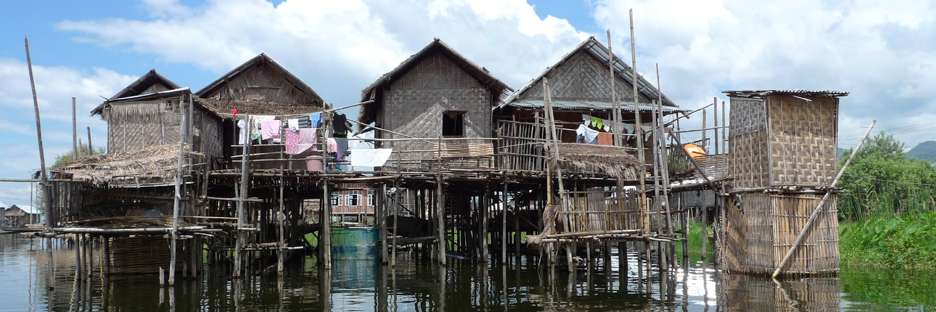 View of stilt houses in Nampan Village, Inle Lake
