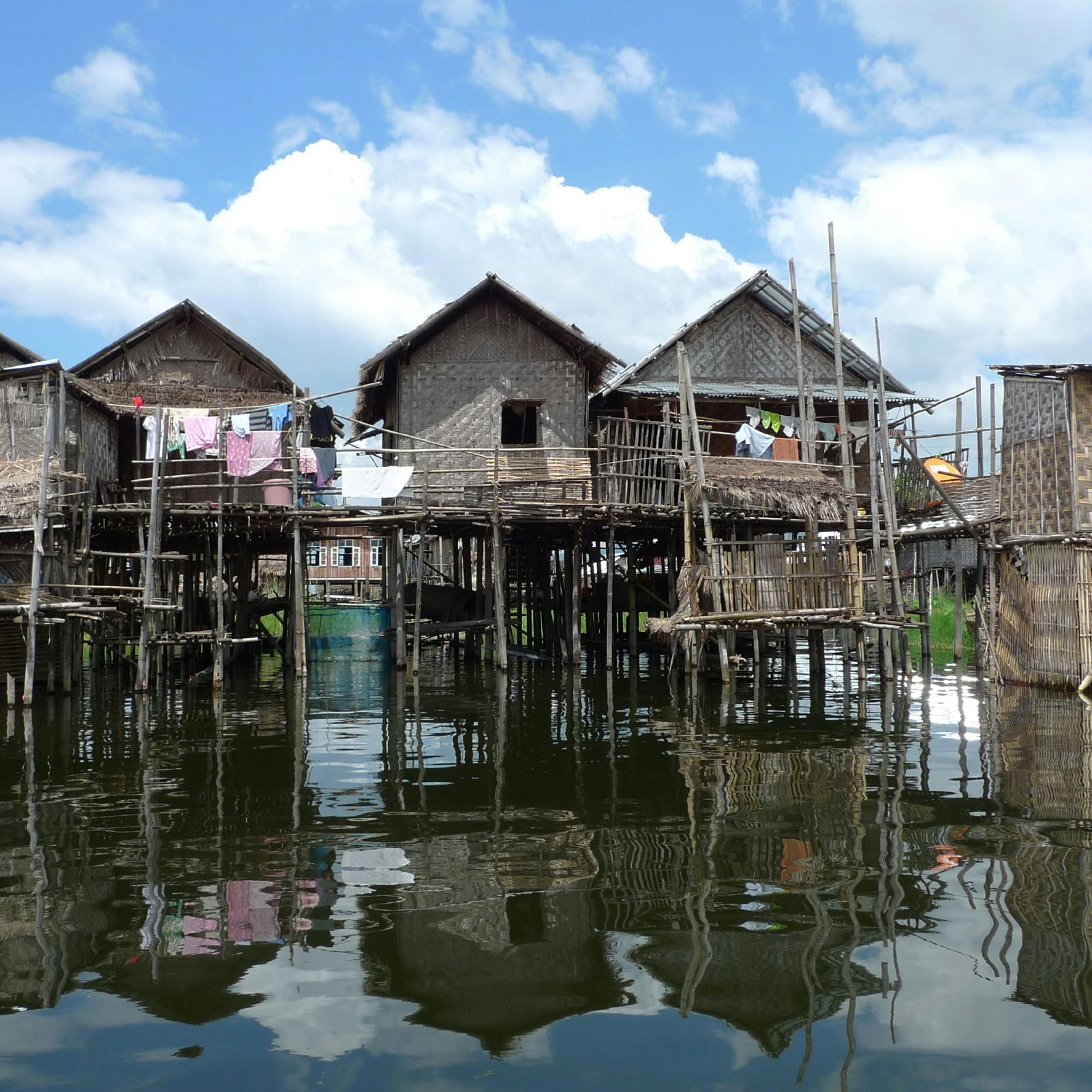 View of stilt houses in Nampan Village, Inle Lake